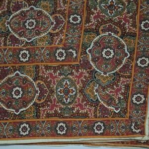 April Cornell Red, Gold and Green Floral Medallion Tablecloth